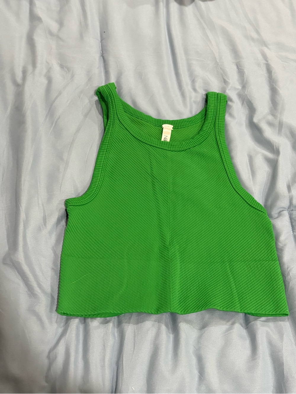Nikibiki Bright Green Ribbed Crop Tank Top